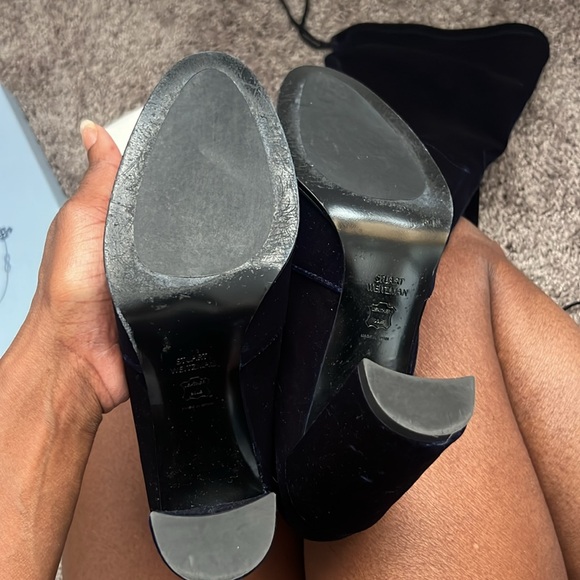 Stuart Weitzman Highland Blue Velvet Thigh Boot - Picture 5 of 6